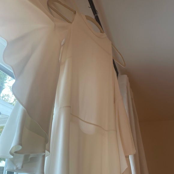 Rare Design, Zara Studio White Cold Shoulder Ruffle Sleeve Backless Midi Dress - Picture 9 of 12